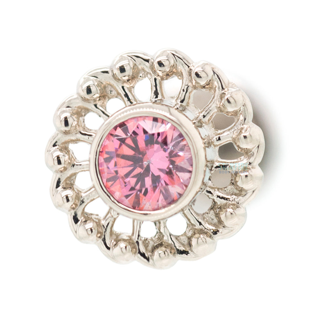 "Virtue" Threaded End in White Gold with 3mm Brilliant-Cut Gem