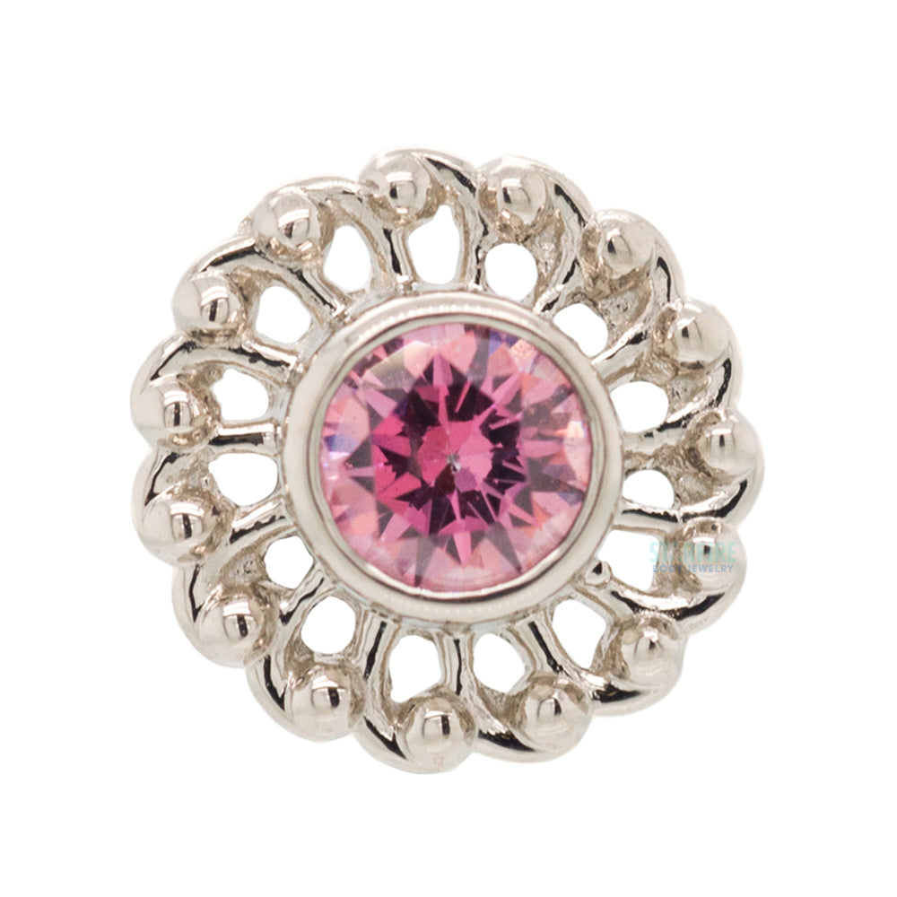 "Virtue" Threaded End in White Gold with 3mm Brilliant-Cut Gem