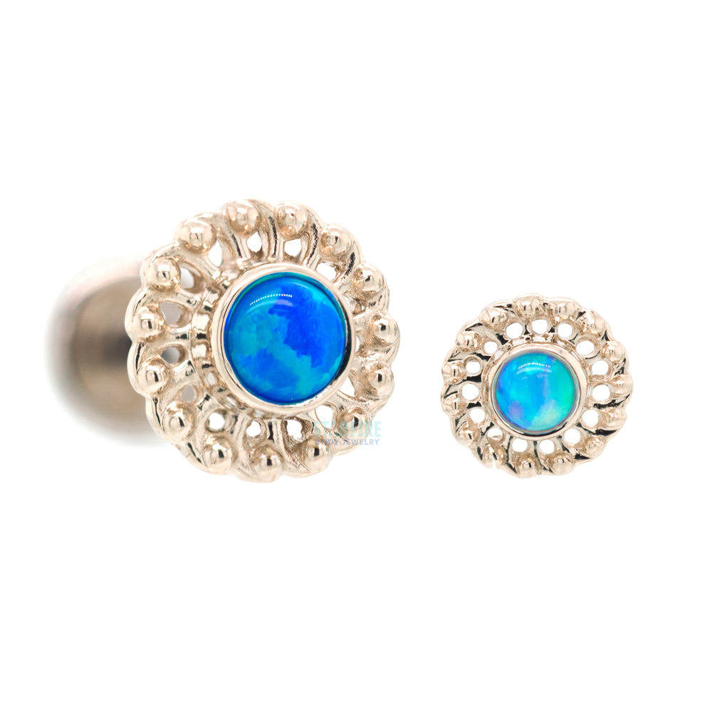 "Virtue" Threaded End in White Gold with Opal