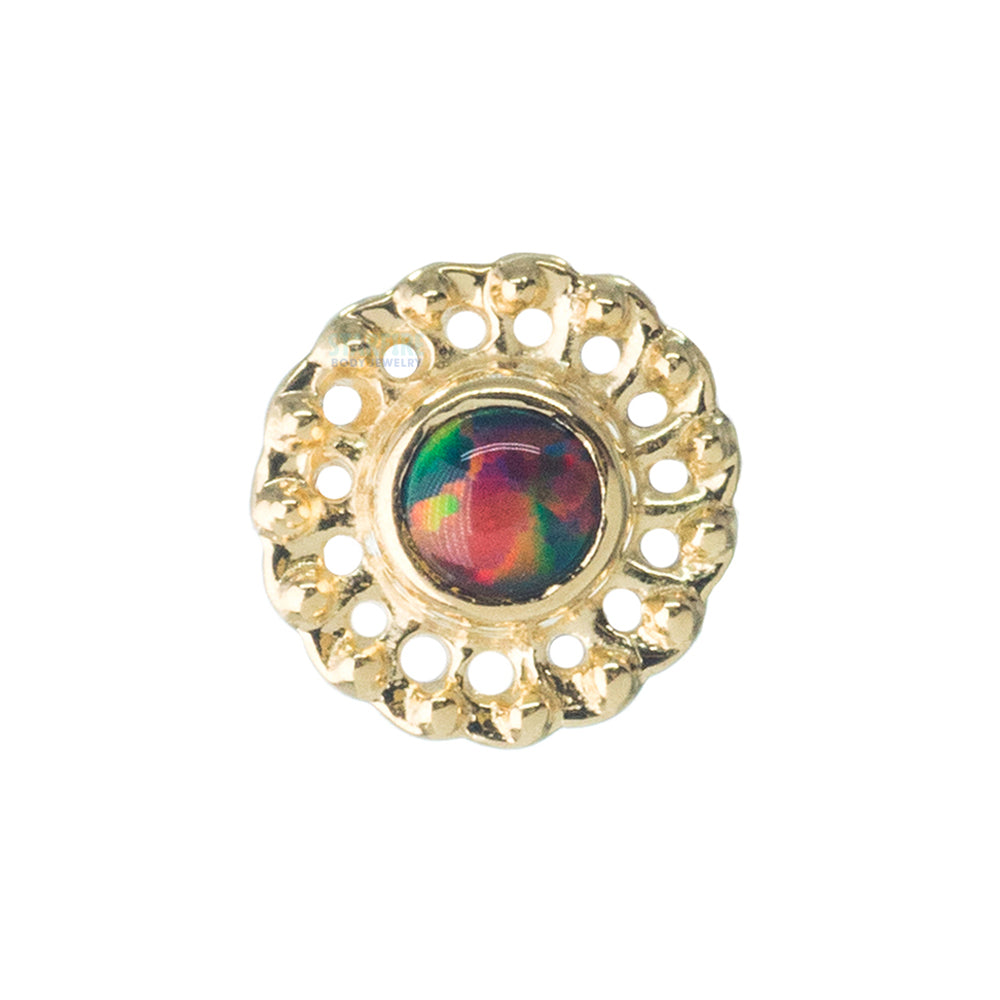 "Virtue" Threaded End in Yellow Gold with Opal