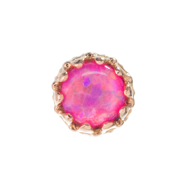 3mm "King" Crown Threaded End in Gold with Opal Cabochon