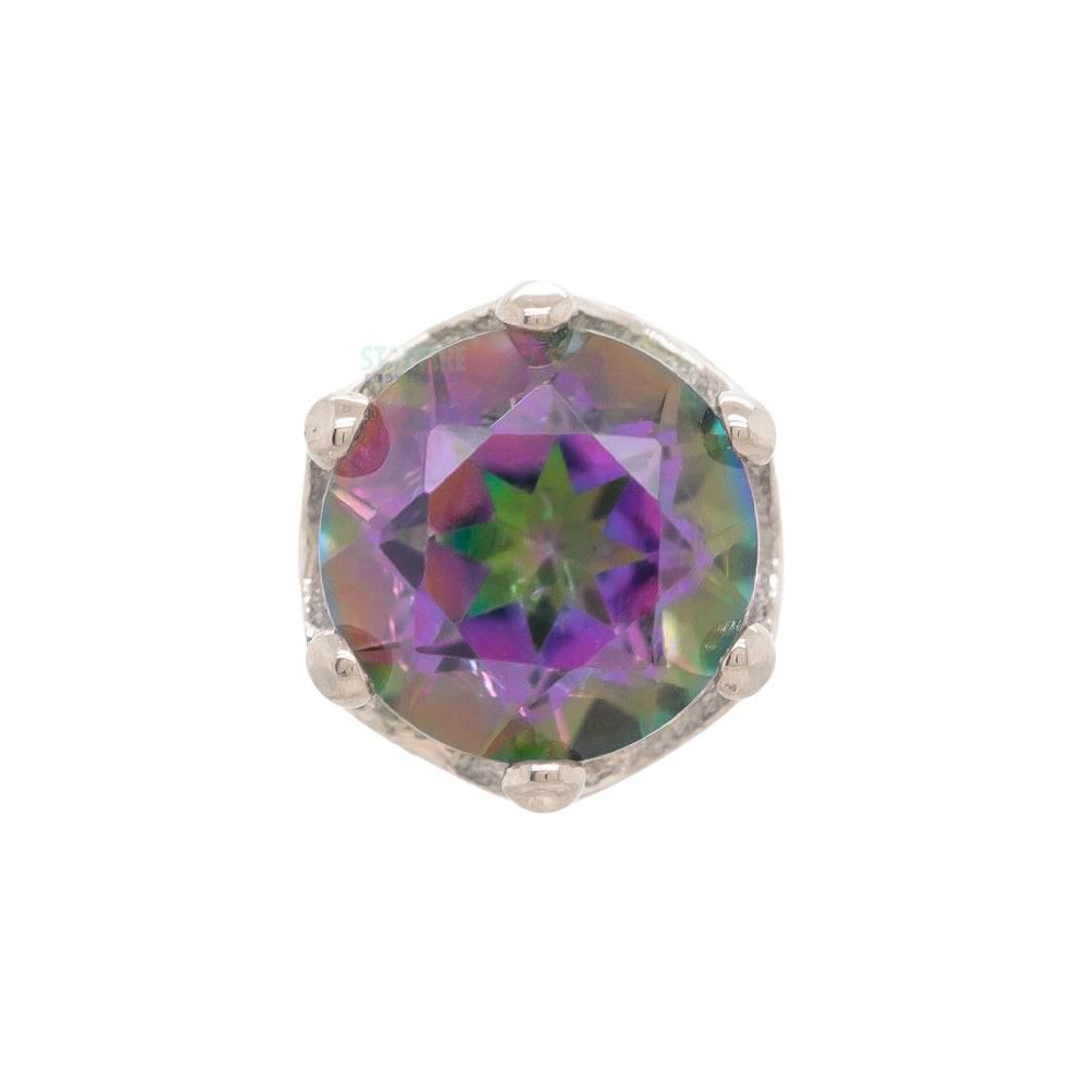 "Queen" Crown Threaded End in Gold with Mystic Topaz