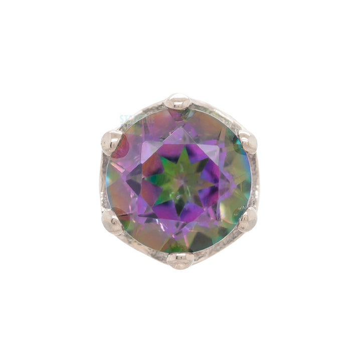 "Queen" Crown Threaded End in Gold with Mystic Topaz