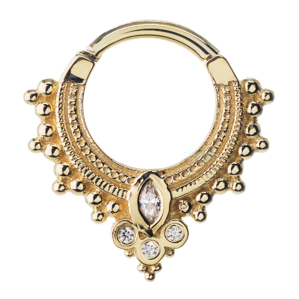 "Andromeda" Hinge Ring in Gold & Platinum with White CZ's