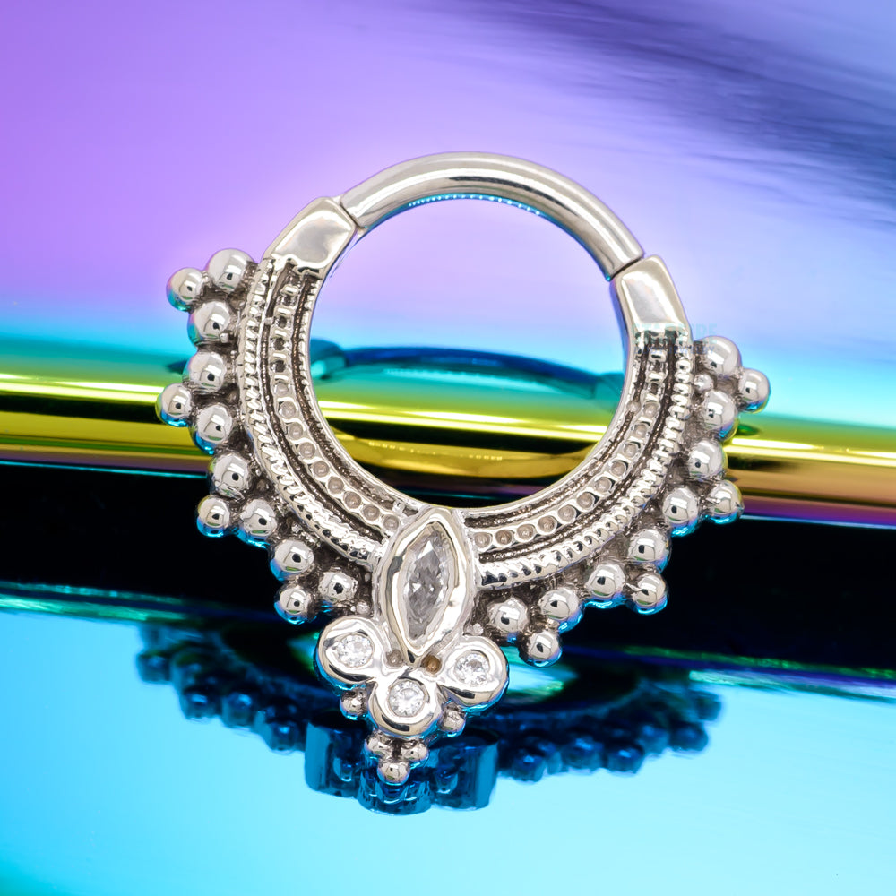 "Andromeda" Hinge Ring in Gold & Platinum with White CZ's