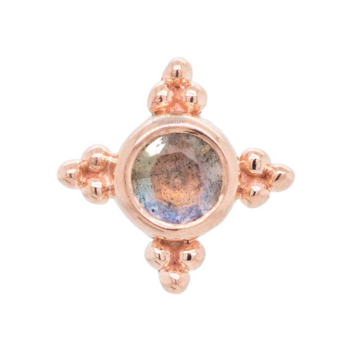 "Mini Kandy" Threaded End in Gold & Platinum with Round Faceted Labradorite