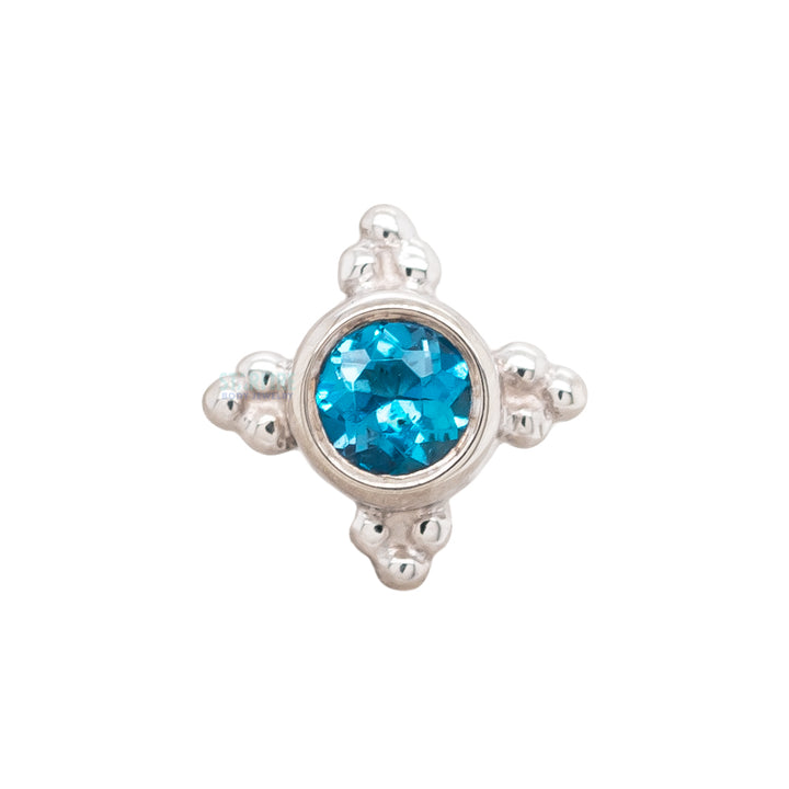 "Mini Kandy" Nostril Screw in Gold & Platinum with Round London Blue Topaz
