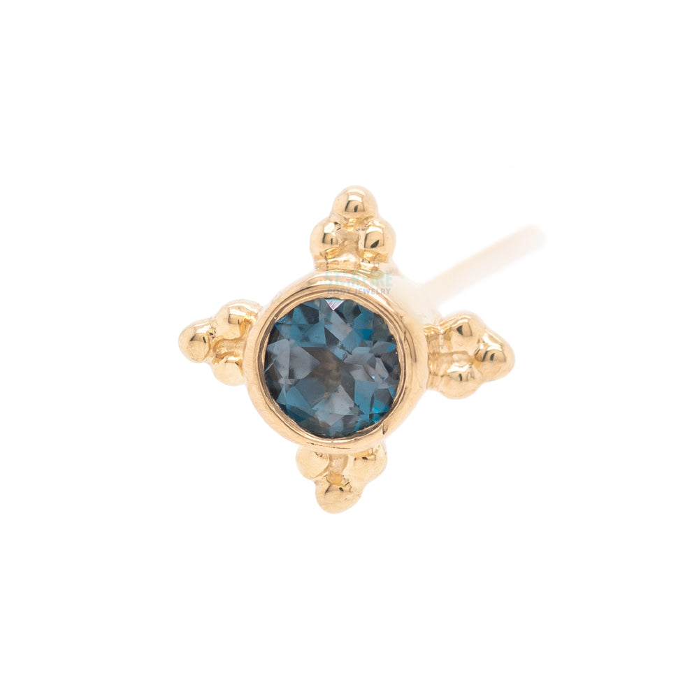 "Mini Kandy" Nostril Screw in Gold & Platinum with Round London Blue Topaz