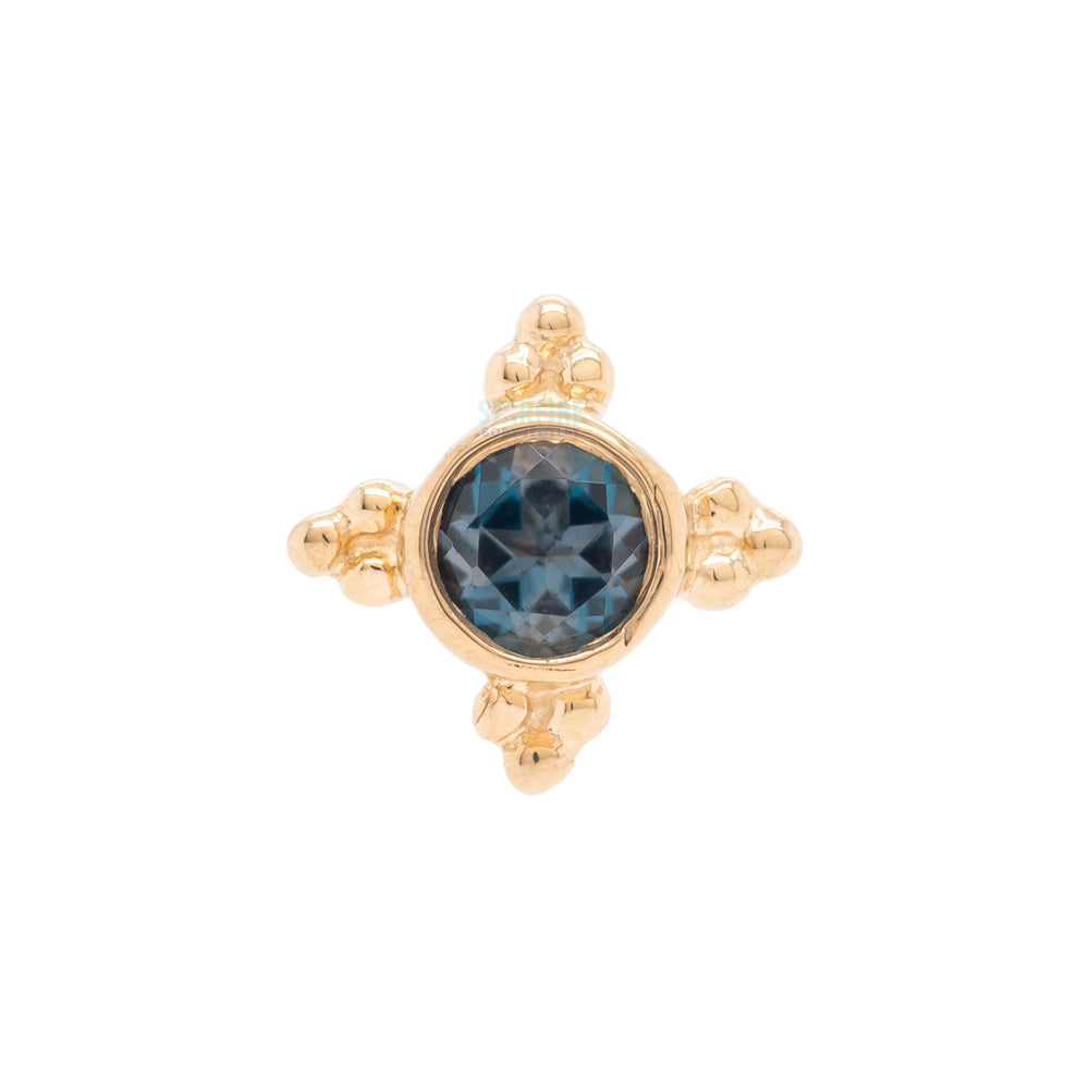 "Mini Kandy" Nostril Screw in Gold & Platinum with Round London Blue Topaz