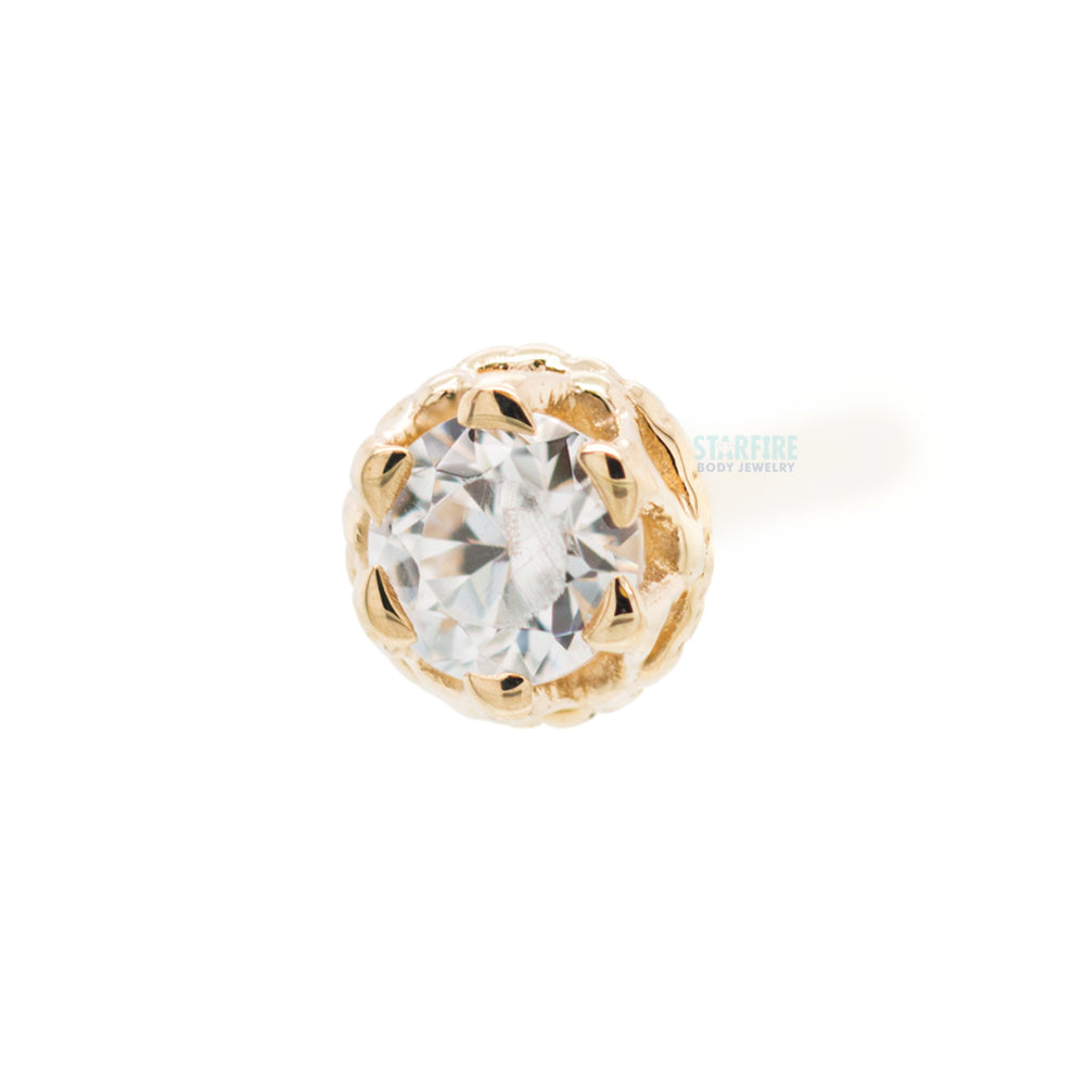 Crown Prong Nostril Screw in Gold with White CZ