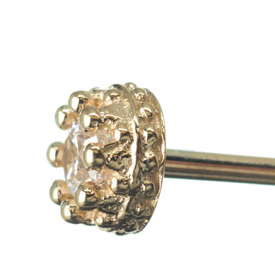 Crown Prong Nostril Screw in Gold with White CZ