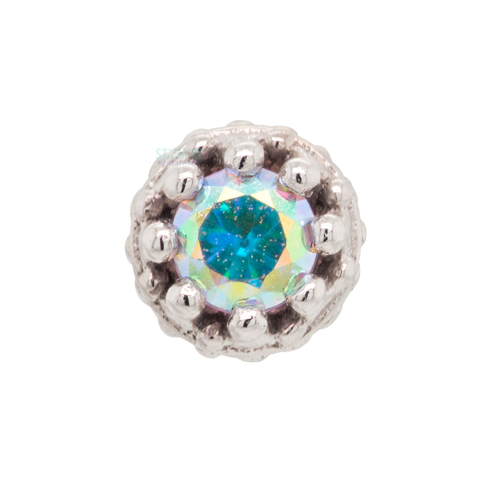 Crown Prong Threaded End in Gold with Mercury Mist Topaz