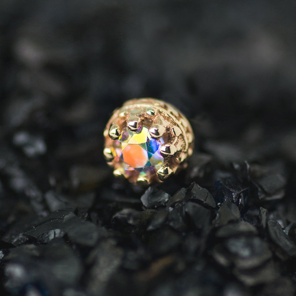 Crown Prong Threaded End in Gold with Mercury Mist Topaz
