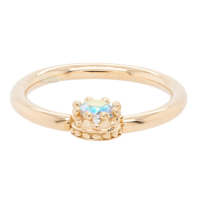 Crown Captive Bead Ring (CBR) in Gold with Mercury Mist Topaz