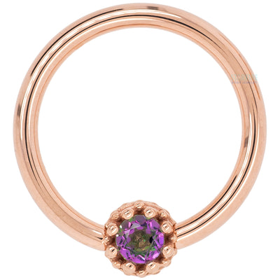 Crown Captive Bead Ring (CBR) in Gold with Mystic Topaz