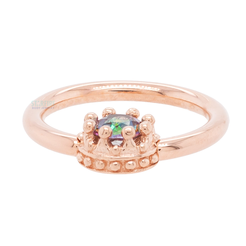 Crown Captive Bead Ring (CBR) in Gold with Mystic Topaz