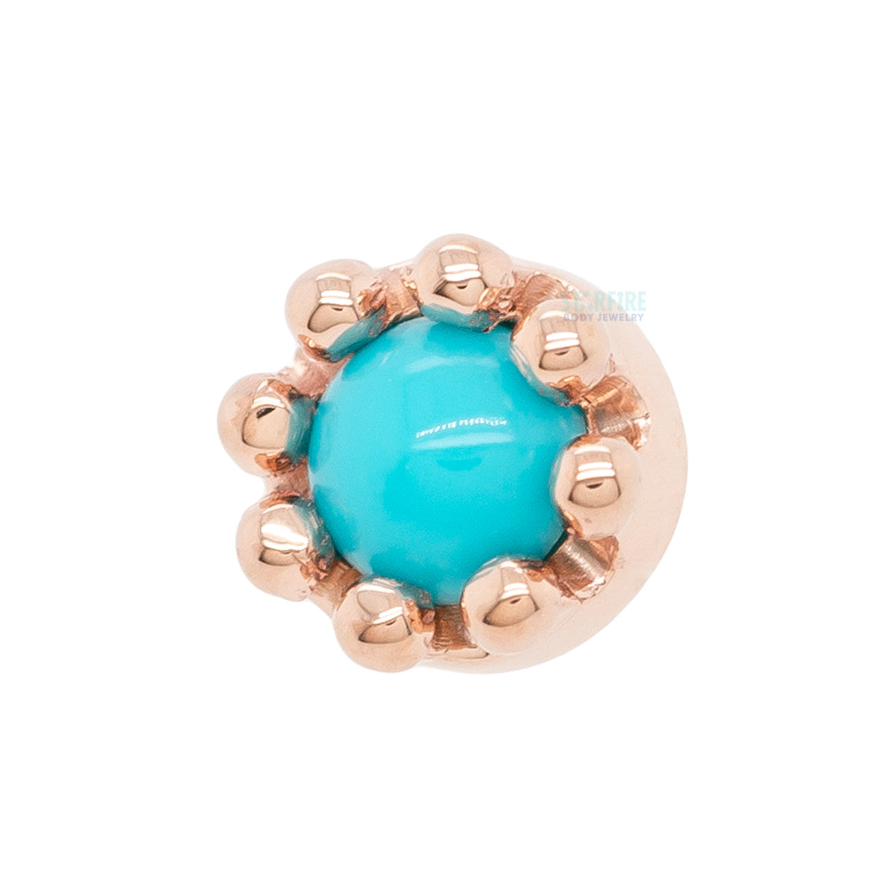 Crown Prong Threaded End in Gold with Turquoise Cabochon