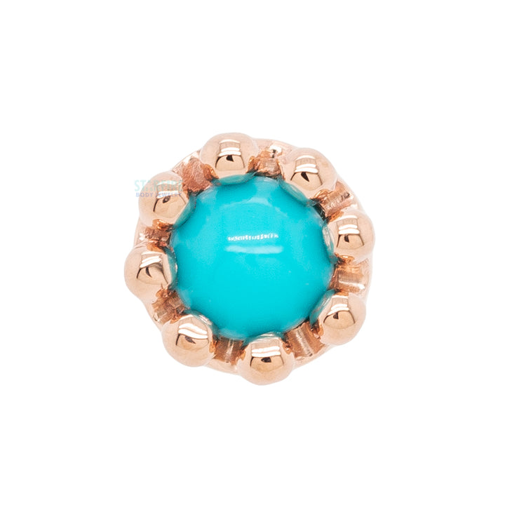 Crown Prong Threaded End in Gold with Turquoise Cabochon