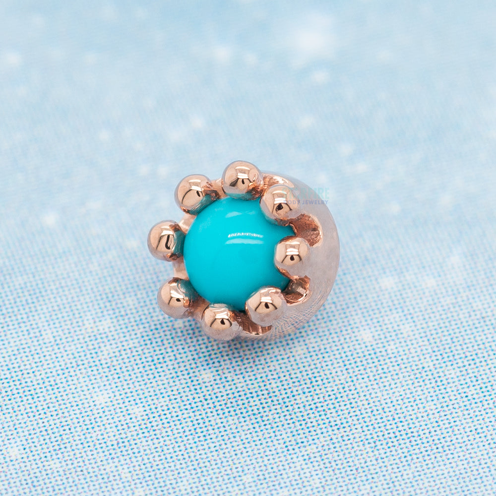 Crown Prong Threaded End in Gold with Turquoise Cabochon