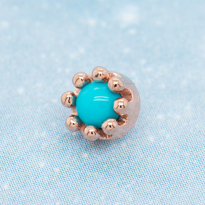Crown Prong Threaded End in Gold with Turquoise Cabochon