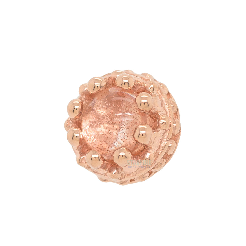 Crown Prong Threaded End in Gold with Oregon Sunstone