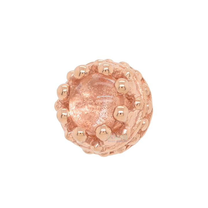 Crown Prong Threaded End in Gold with Oregon Sunstone