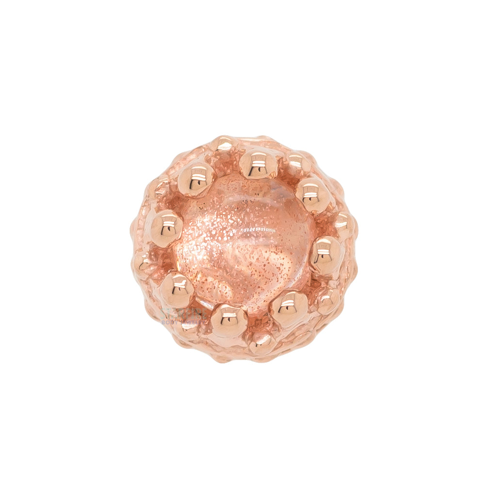 Crown Prong Threaded End in Gold with Oregon Sunstone