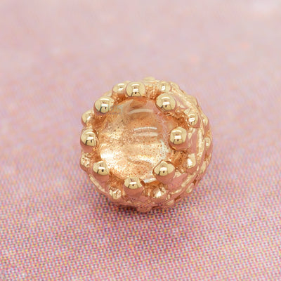 Crown Prong Threaded End in Gold with Oregon Sunstone