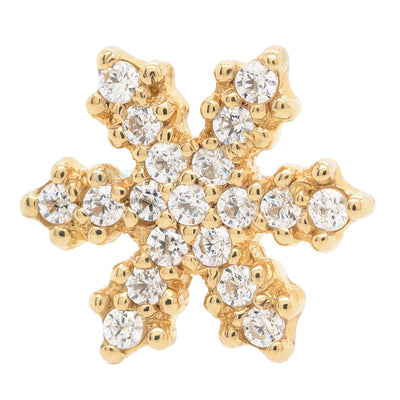 Micro Pave Snowflake in Gold with White CZ's - on flatback