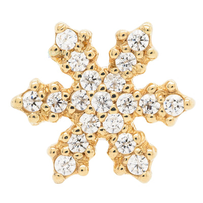 Micro Pave Snowflake in Gold with White CZ's - on flatback