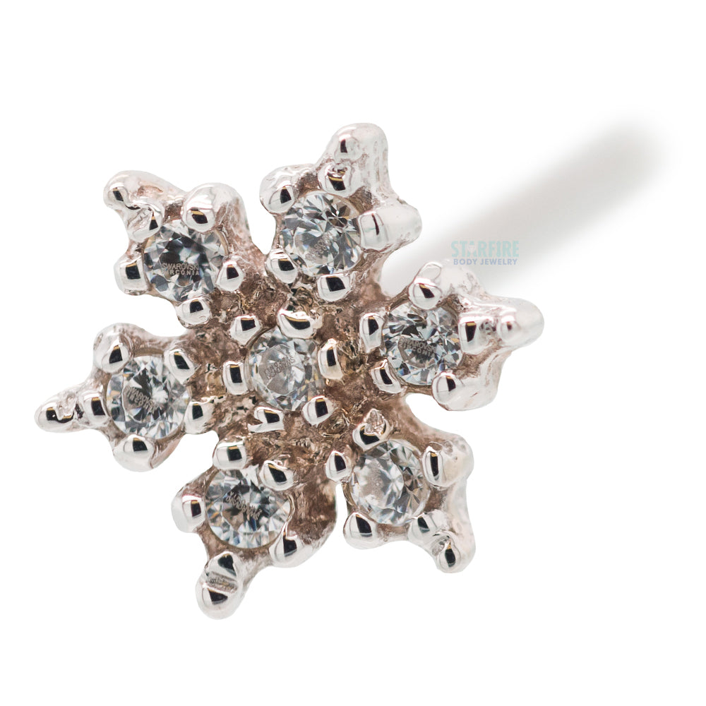 Micro Pave Snowflake Nostril Screw in Gold with White CZ's