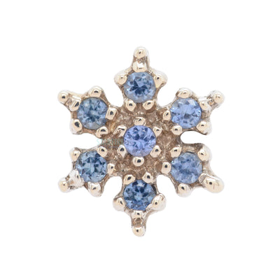 Micro Pave Snowflake in Gold with Polar Sapphires - on flatback