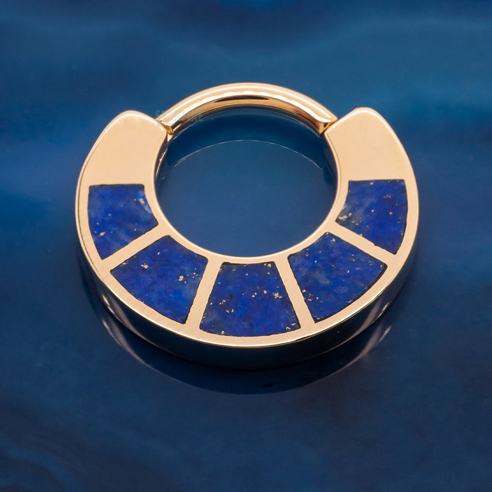 "Islay" Hinge Ring in Gold with Inlayed Lapis