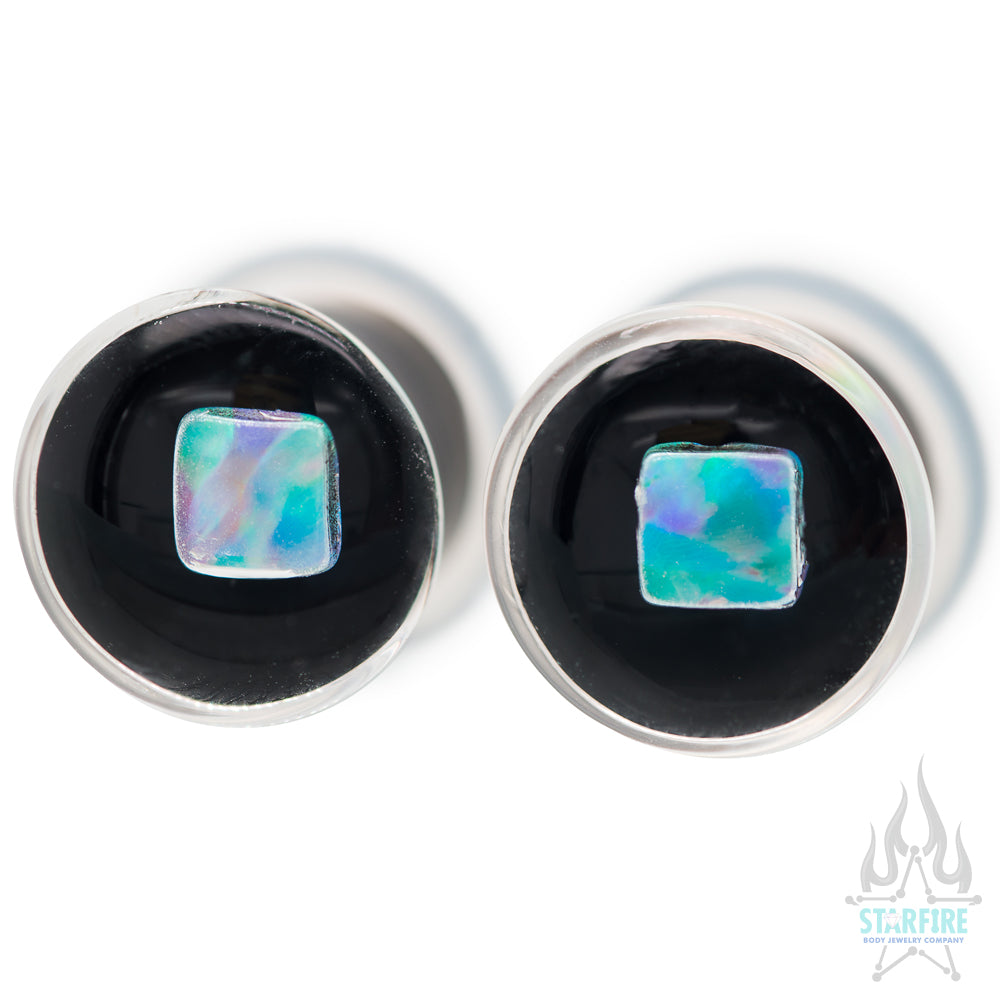 Square Opal in Glass Plugs