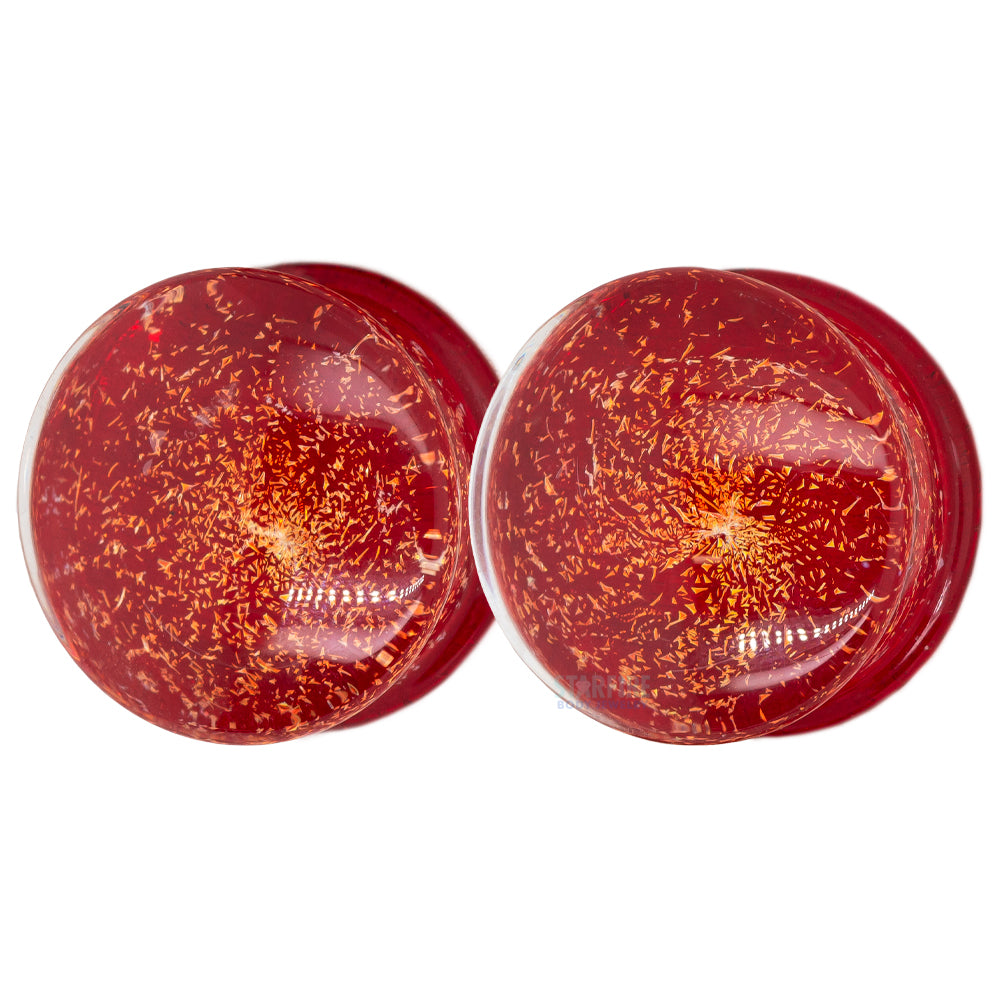 Galaxy Glass Plugs - Copper on Ruby