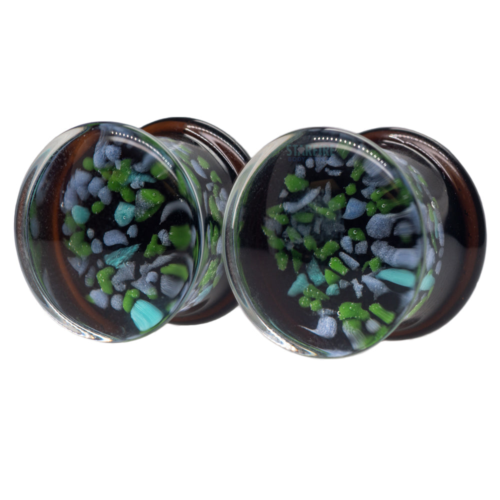 Pebble Glass Plugs - Purple/Green
