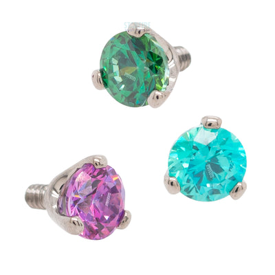 2.5mm 3 Prong-Set Threaded End with Faceted Gem