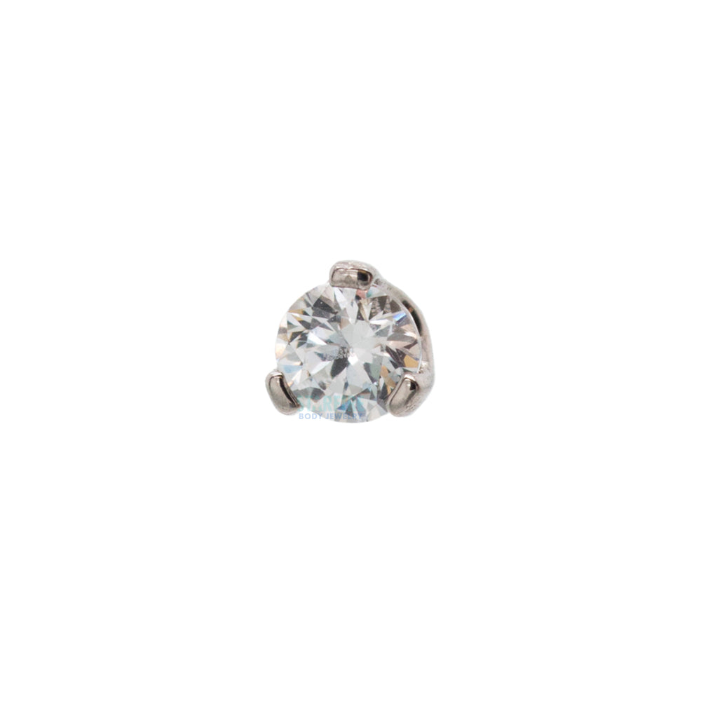 2mm 3 Prong-Set Threaded End with Faceted Gem