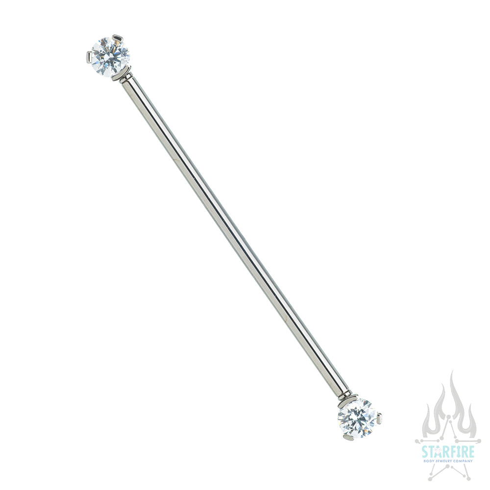 4mm Faceted Gem Forward Facing Industrial Barbell in 3-Prong's