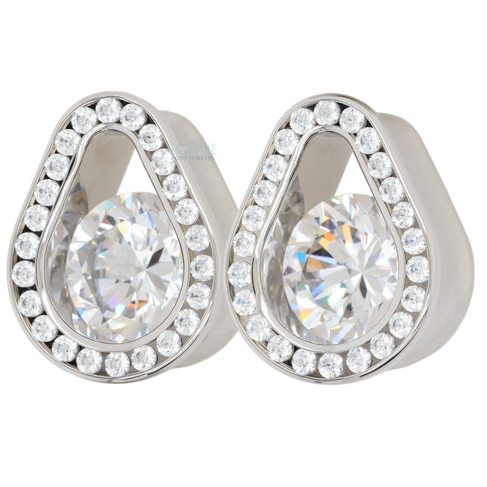 Super Gemmed Teardrop Eyelets with Brilliant-Cut Gems - Cubic Zirconia