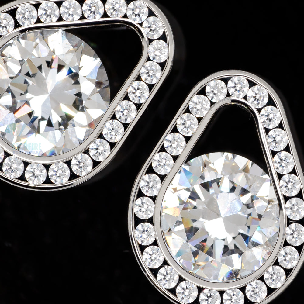 Super Gemmed Teardrop Eyelets with Brilliant-Cut Gems - Cubic Zirconia