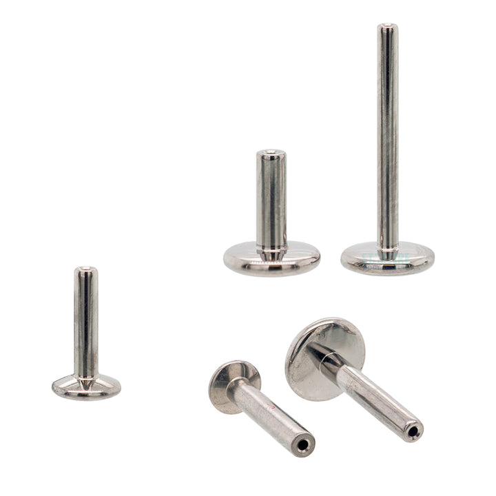 threadless: Titanium Flatback / Labret Post / Straight Barbell End with Fixed Disk