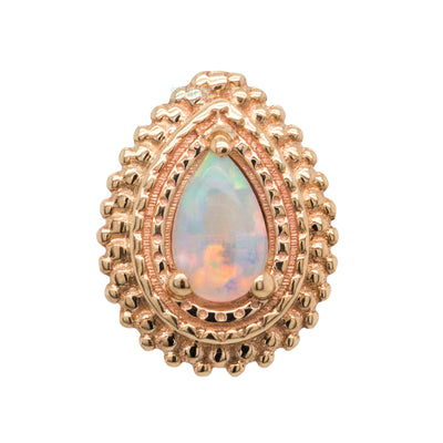 Afghan Pear Threaded End in Gold with Genuine White Opal