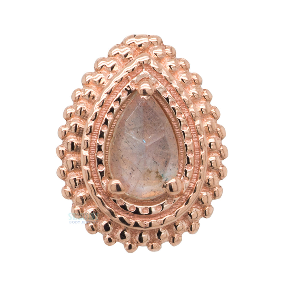 Afghan Pear Threaded End in Gold with Rose Cut Labradorite
