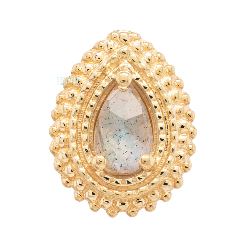 Afghan Pear Threaded End in Gold with Rose Cut Labradorite