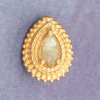Afghan Pear Threaded End in Gold with Rose Cut Labradorite