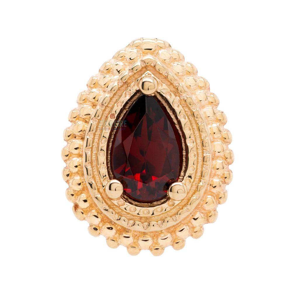 Afghan Pear Threaded End in Gold with Garnet