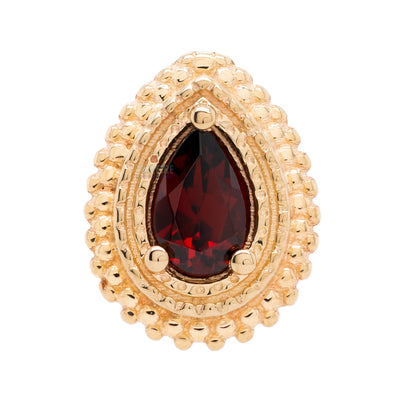 Afghan Pear Threaded End in Gold with Garnet