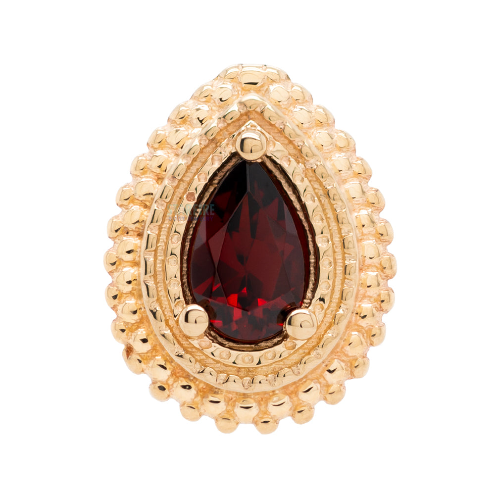 Afghan Pear Threaded End in Gold with Garnet
