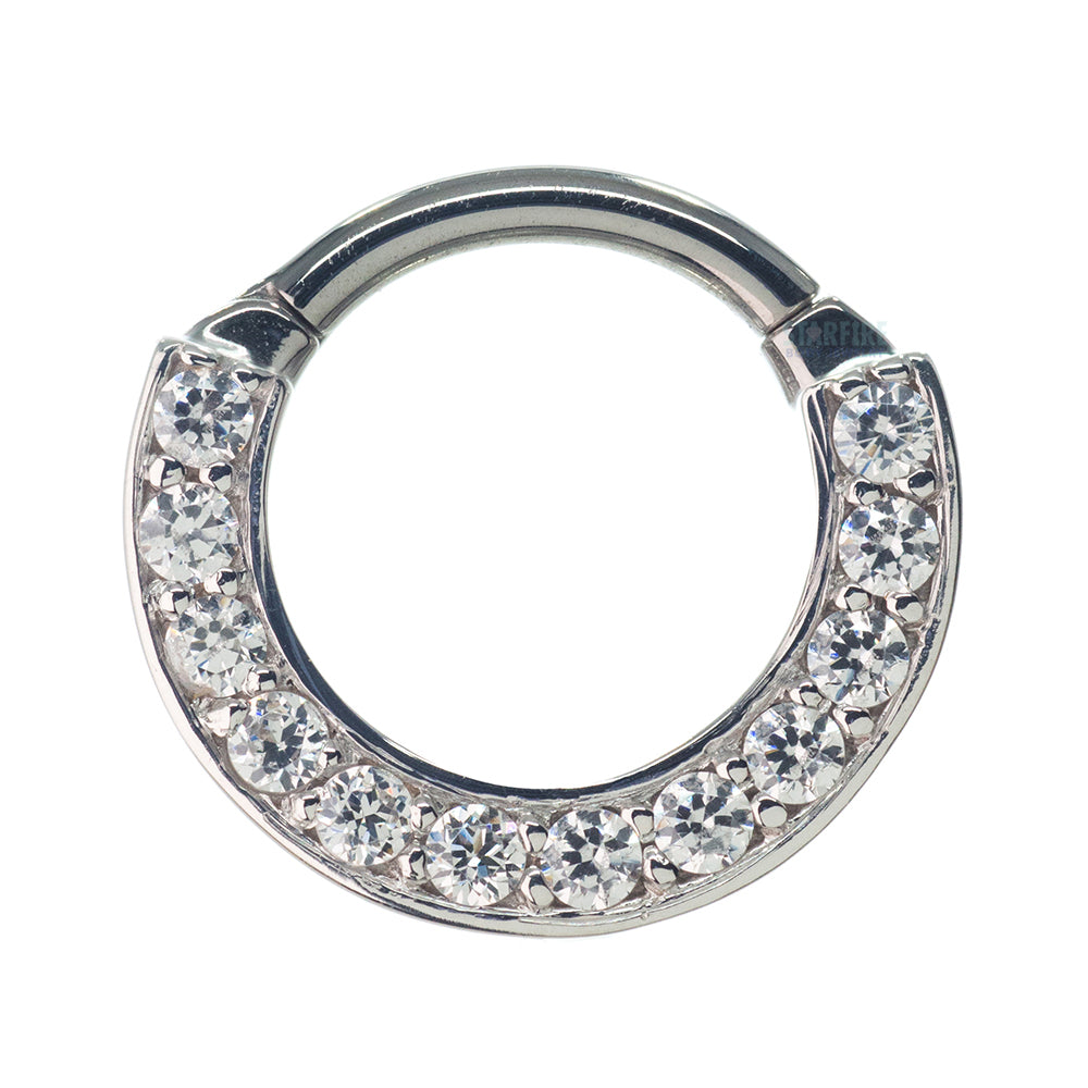 "Searchlight" Hinge Ring in Gold with White CZ's